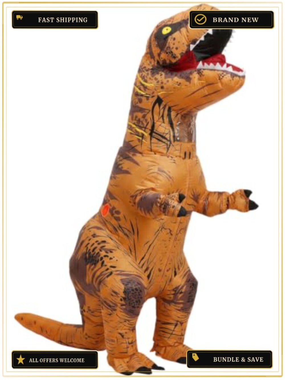 Adult Inflatable T-Rex Costume Full Body Dino Jumpsuit Halloween Party Fancy